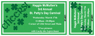 St. Patricks Day Cheers Full Color Ticket