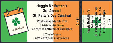 St. Patrick&#039;s Date Full Color Ticket
