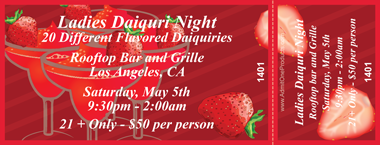 Strawberry Daiquiris Full Color Ticket