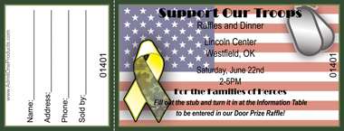Support the Troops Full Color Raffle Ticket