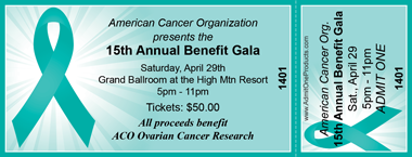 Teal Ribbon Awareness Full Color Ticket