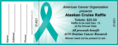 Teal Ribbon Full Color Raffle Ticket with Text