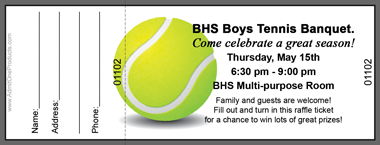 Tennis Ball Full Color Raffle Ticket with Text