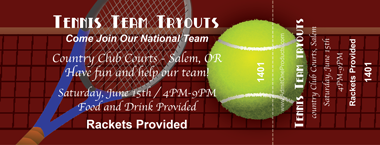 Tennis Game Full Color Ticket