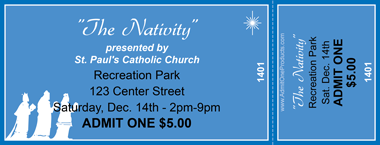 Three Wise Men Full Color Ticket with Text