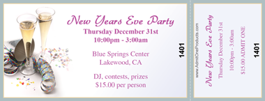 New Year&#039;s Toast 2 Medium Full Color Ticket with Text
