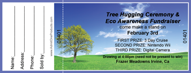 Tree in a Field Full Color Raffle Ticket with Text