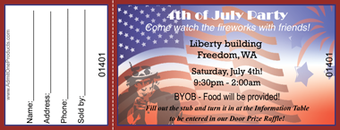 Uncle Sam Patriotic Full Color Raffle Ticket