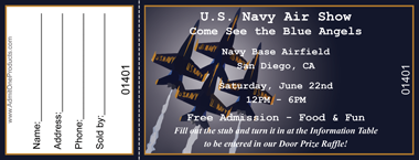 US Navy Planes Full Color Raffle Ticket