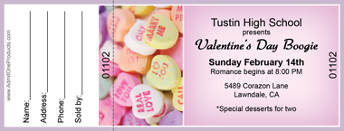 Valentine Candy Box Full Color Raffle Ticket with Text