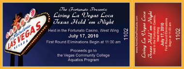 Las Vegas 1 Casino Night Full Color Ticket with Text