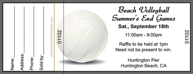 Volley Ball Full Color Raffle Ticket with Text