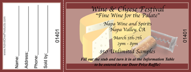 Wine and Cheese Full Color Raffle Ticket