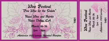 Wine and Vines Full Color Ticket