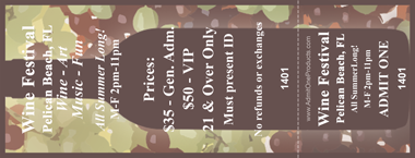 Wine Bottle Silhouette Full Color Ticket