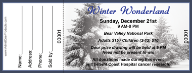 Winter Wonderland Full Color Raffle Ticket with Text