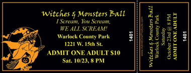 Witch 1 Medium Full Color Ticket with Text