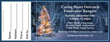 Christmas Forest Full Color Raffle Ticket with Text
