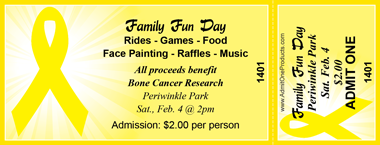 Yellow Ribbon Awareness 3 Full Color Ticket