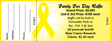 Yellow Ribbon 2 Full Color Raffle Ticket with Text