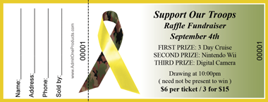 Yellow Ribbon Full Color Raffle Ticket with Text