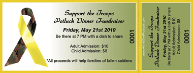 Yellow Ribbon Awareness Full Color Ticket with Text
