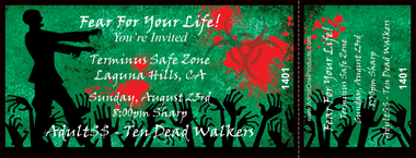 Zombie Apocalypse Full Color Ticket