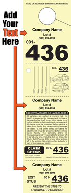 Vehicle Front HT-436 - 4 part Custom Hang Tag - Text Only