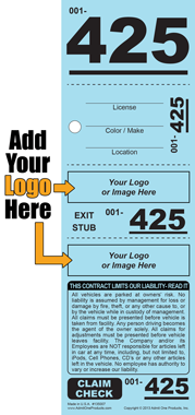 Standard 425 - 4 part Custom Valet Ticket - Logo Only