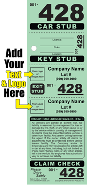 Stub ID 428 - 4 Part Custom Valet Ticket - Logo and Text