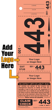 Diamond 443 - Jumbo Number 4 Part Custom Valet Ticket -Logo Only