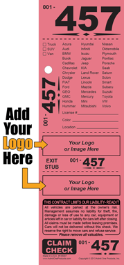 Diamond 457 - Vehicle List 4 Part Custom Valet Ticket -Logo Only