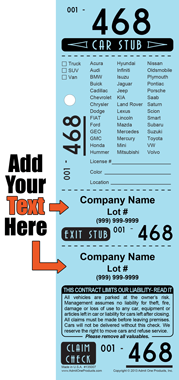 Retro 468 - 4 Part Custom Valet Ticket - Text Only