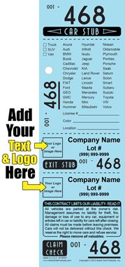 Retro 468 - 4 Part Custom Valet Ticket - Logo and Text