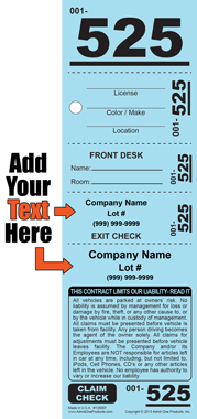 Standard 525 - 5 part Custom Valet Ticket - Text Only