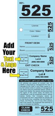 Standard 525 - 5 part Custom Valet Ticket - Logo and Text