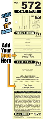 Hotel 572 - 5 Part Custom Valet Ticket - Logo Only
