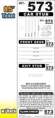 Hotel 573 - 5 Part Valet Tickets