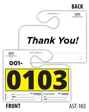 Auto Service Dispatch Control Tags - 4 Digits/Thank You AST-103