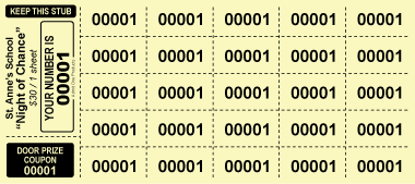 Custom Auction Tickets -Your Number - Style 1