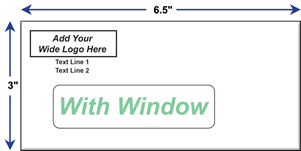 Custom 3&quot; x 6.5&quot; Ticket Envelopes with Window - Wide Logo/Text