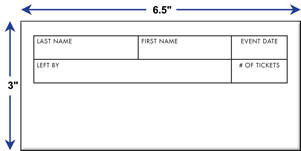 Pre-Printed 3&quot; x 6.5&quot; Ticket Envelopes - Third Party Will Call
