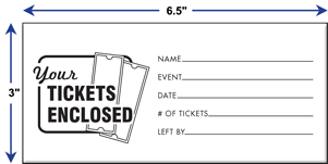 Pre-Printed 3&quot; x 6.5&quot; Ticket Envelopes - Tickets Enclosed
