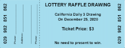Regular 2-1/8&quot; x 5-1/2&quot; Lottery Raffle Ticket
