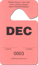 2-3/4&quot; x 4-3/4&quot; Stock Paper Monthly Parking Hang Tags-December