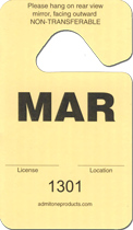 2-3/4&quot; x 4-3/4&quot; Stock Paper Monthly Parking Hang Tags-March