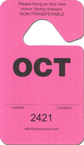 2-3/4&quot; x 4-3/4&quot; Stock Paper Monthly Parking Hang Tags-October