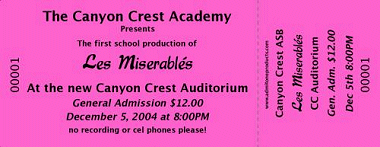 ticket samples for an event
