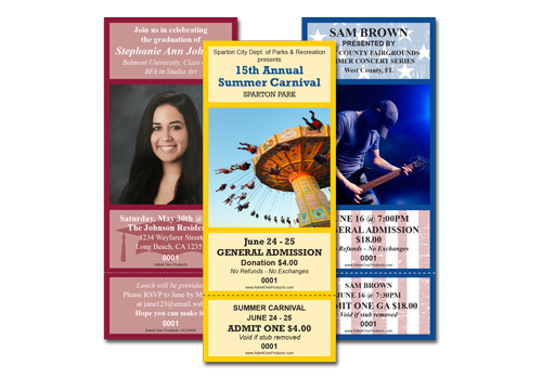 event ticket printing samples