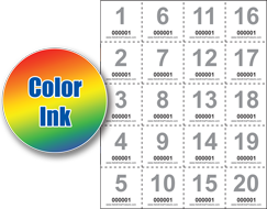 Color Ink Custom Sheet of 20 - 1x1 Tickets